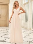 Chiffon Empire Waist Sleeveless Pleated V-neck Bridesmaid Dress - Blush