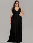 Chiffon Empire Waist Sleeveless Pleated Bridesmaid Dress – Black