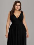 Chiffon Empire Waist Sleeveless Pleated Bridesmaid Dress – Black