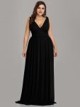 Chiffon Empire Waist Sleeveless Pleated Bridesmaid Dress – Black