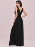 Chiffon Empire Waist Sleeveless Pleated Bridesmaid Dress – Black