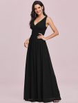 Chiffon Empire Waist Sleeveless Pleated Bridesmaid Dress – Black