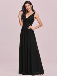 Chiffon Empire Waist Sleeveless Pleated Bridesmaid Dress – Black