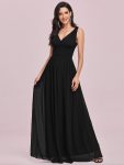 Chiffon Empire Waist Sleeveless Pleated Bridesmaid Dress - Black
