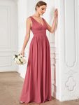 Chiffon Empire Waist Sleeveless Pleated Bridesmaid Dress – Cameo Brown