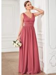 Chiffon Empire Waist Sleeveless Pleated Bridesmaid Dress – Cameo Brown