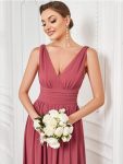 Chiffon Empire Waist Sleeveless Pleated Bridesmaid Dress – Cameo Brown