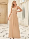 Chiffon Empire Waist Sleeveless Pleated V-neck Bridesmaid Dress - Champagne