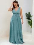 Chiffon Empire Waist Sleeveless Pleated Bridesmaid Dress – Light Teal