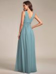 Chiffon Empire Waist Sleeveless Pleated Bridesmaid Dress – Light Teal