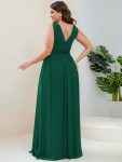 Chiffon Empire Waist Sleeveless Pleated Bridesmaid Dress – Dark Green