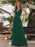 Chiffon Empire Waist Sleeveless Pleated Bridesmaid Dress – Dark Green