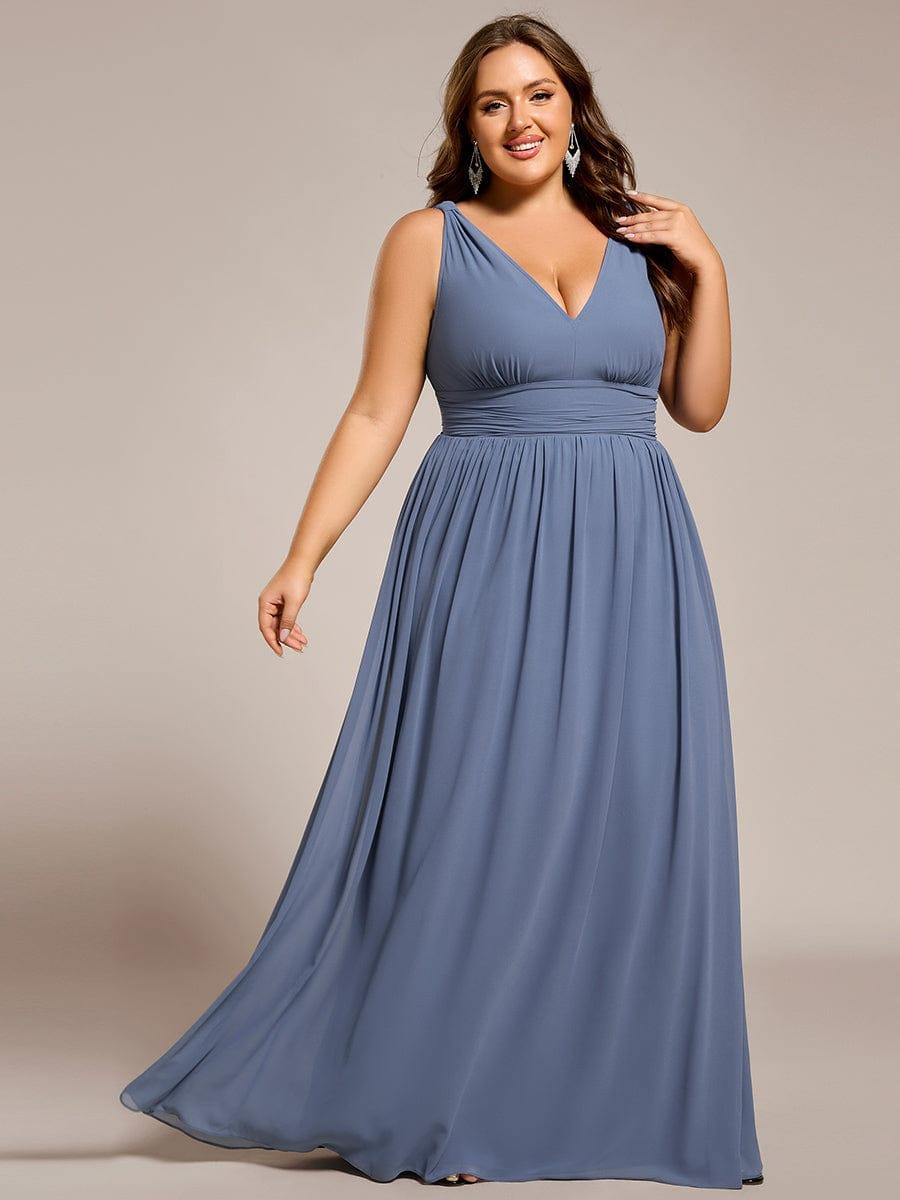 Chiffon Empire Waist Sleeveless Pleated Bridesmaid Dress - Dusty Blue Chiffon Empire Waist Sleeveless Pleated Bridesmaid Dress - Dusty Blue