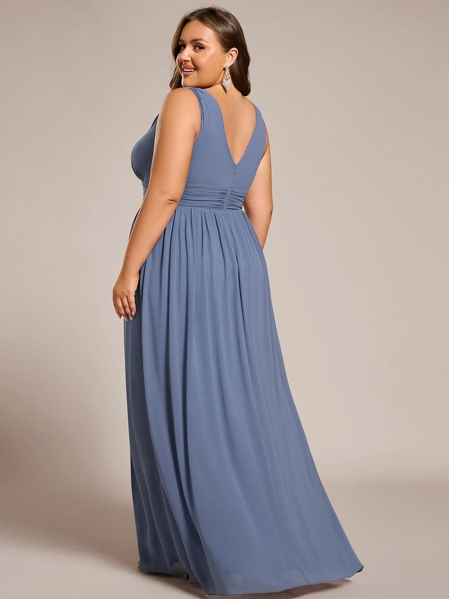 Chiffon Empire Waist Sleeveless Pleated Bridesmaid Dress - Dusty Blue Chiffon Empire Waist Sleeveless Pleated Bridesmaid Dress - Dusty Blue