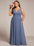 Chiffon Empire Waist Sleeveless Pleated Bridesmaid Dress – Dusty Blue