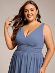 Chiffon Empire Waist Sleeveless Pleated Bridesmaid Dress – Dusty Blue