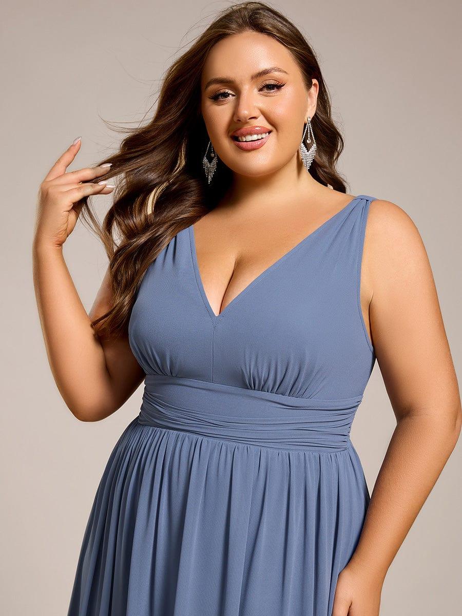 Chiffon Empire Waist Sleeveless Pleated Bridesmaid Dress - Dusty Blue Chiffon Empire Waist Sleeveless Pleated Bridesmaid Dress - Dusty Blue
