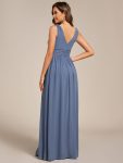 Chiffon Empire Waist Sleeveless Pleated Bridesmaid Dress – Dusty Blue