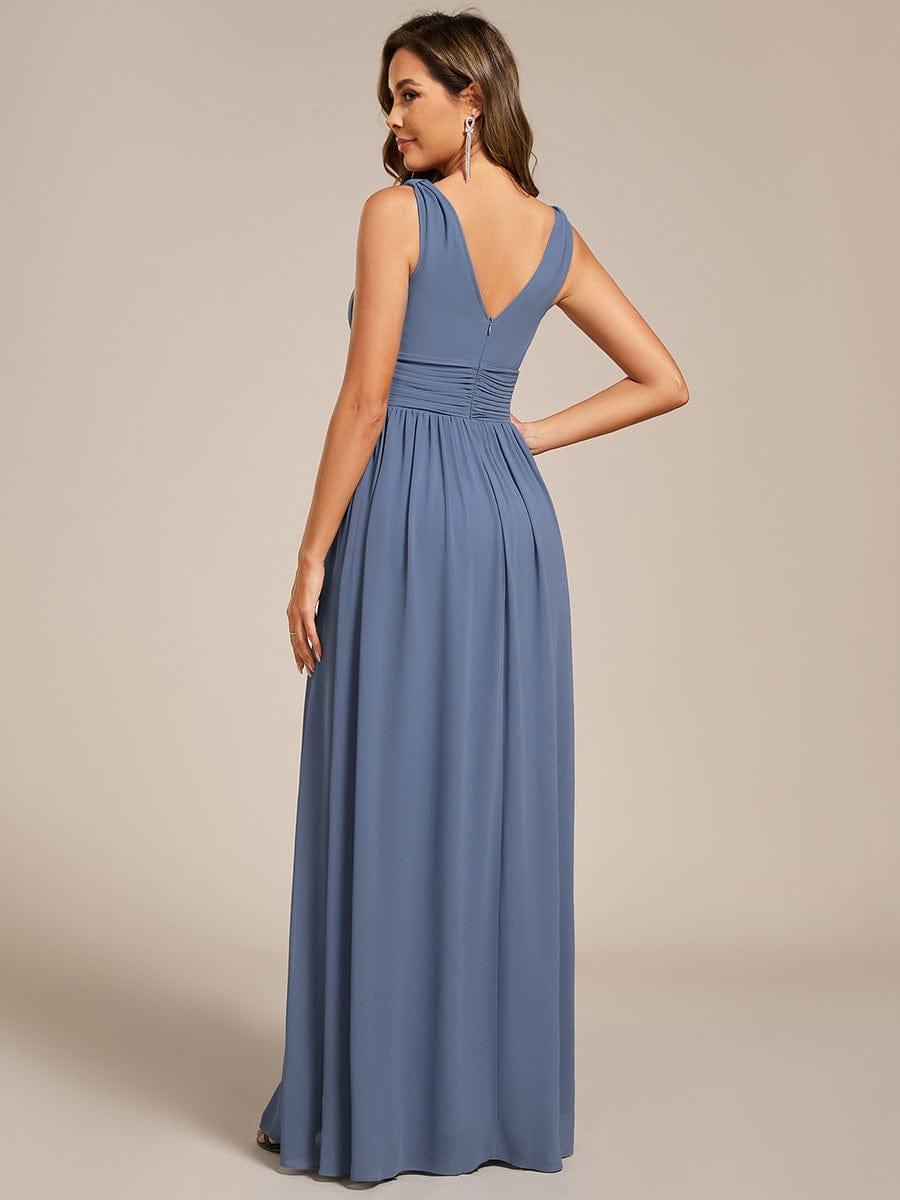 Chiffon Empire Waist Sleeveless Pleated Bridesmaid Dress - Dusty Blue Chiffon Empire Waist Sleeveless Pleated Bridesmaid Dress - Dusty Blue