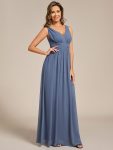 Chiffon Empire Waist Sleeveless Pleated Bridesmaid Dress – Dusty Blue