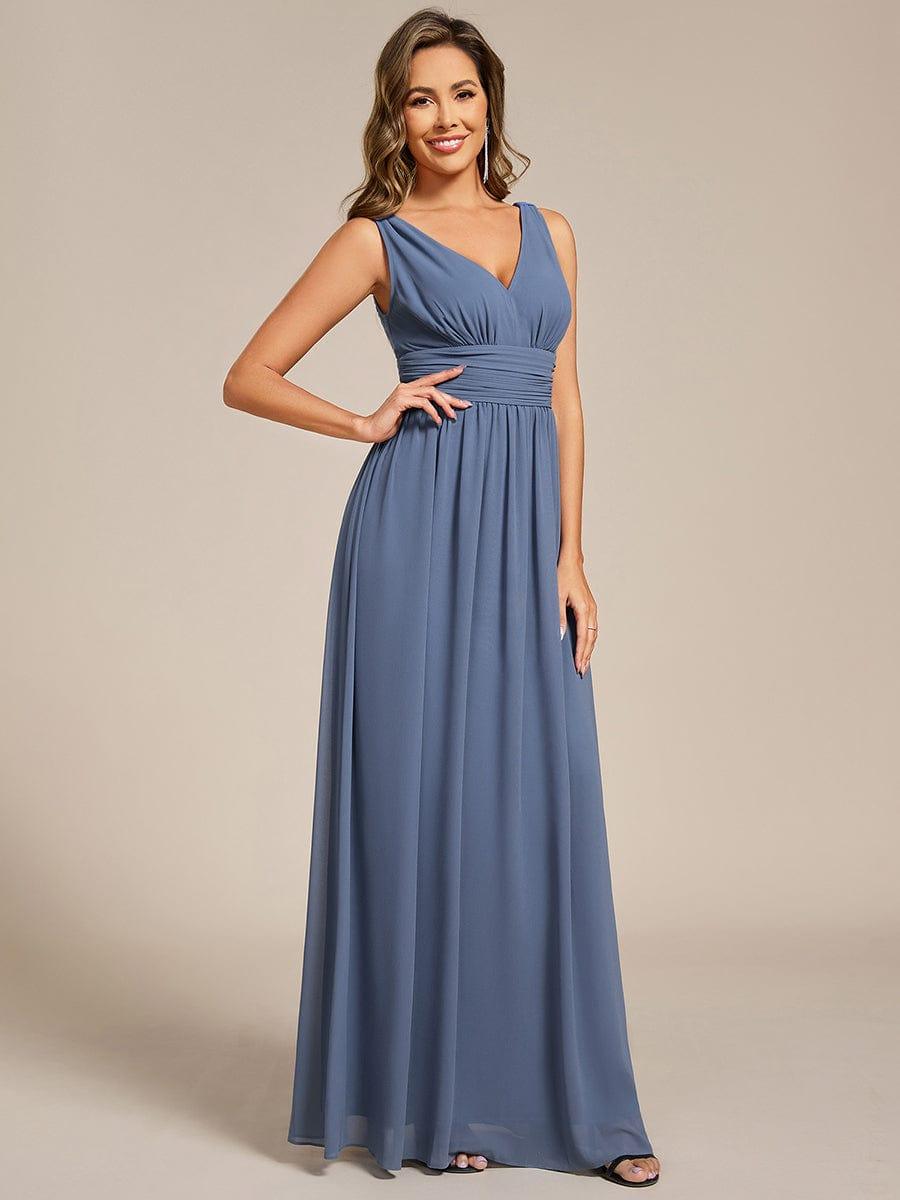Chiffon Empire Waist Sleeveless Pleated Bridesmaid Dress - Dusty Blue Chiffon Empire Waist Sleeveless Pleated Bridesmaid Dress - Dusty Blue