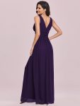 Chiffon Empire Waist Sleeveless Pleated Bridesmaid Dress – Dark Purple