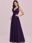 Chiffon Empire Waist Sleeveless Pleated Bridesmaid Dress – Dark Purple