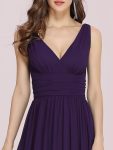 Chiffon Empire Waist Sleeveless Pleated Bridesmaid Dress – Dark Purple