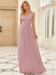 Chiffon Empire Waist Sleeveless Pleated Bridesmaid Dress – Dusty Rose