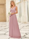 Chiffon Empire Waist Sleeveless Pleated Bridesmaid Dress – Dusty Rose