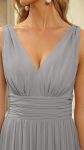 Chiffon Empire Waist Sleeveless Pleated Bridesmaid Dress – Grey