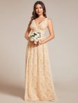 Chiffon Empire Waist Sleeveless Pleated Bridesmaid Dress - Golden Roses