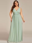 Chiffon Empire Waist Sleeveless Pleated Bridesmaid Dress – Mint Green