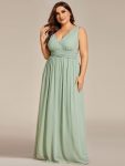 Chiffon Empire Waist Sleeveless Pleated Bridesmaid Dress – Mint Green