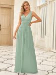 Chiffon Empire Waist Sleeveless Pleated Bridesmaid Dress - Mint Green