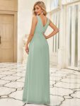 Chiffon Empire Waist Sleeveless Pleated Bridesmaid Dress – Mint Green