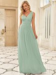 Chiffon Empire Waist Sleeveless Pleated Bridesmaid Dress – Mint Green