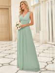 Chiffon Empire Waist Sleeveless Pleated Bridesmaid Dress – Mint Green