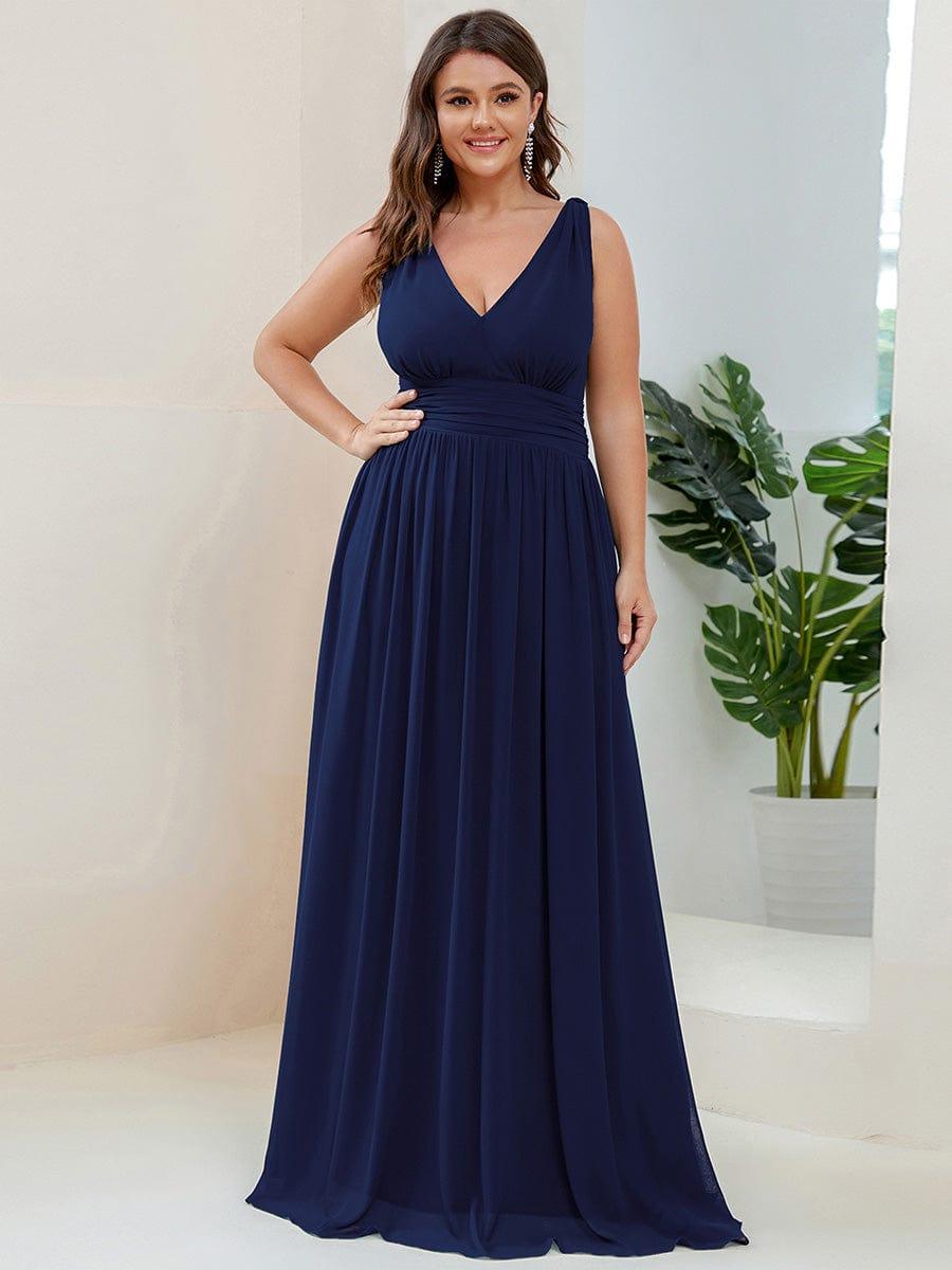 Chiffon Empire Waist Sleeveless Pleated Bridesmaid Dress - Navy Blue Chiffon Empire Waist Sleeveless Pleated Bridesmaid Dress - Navy Blue