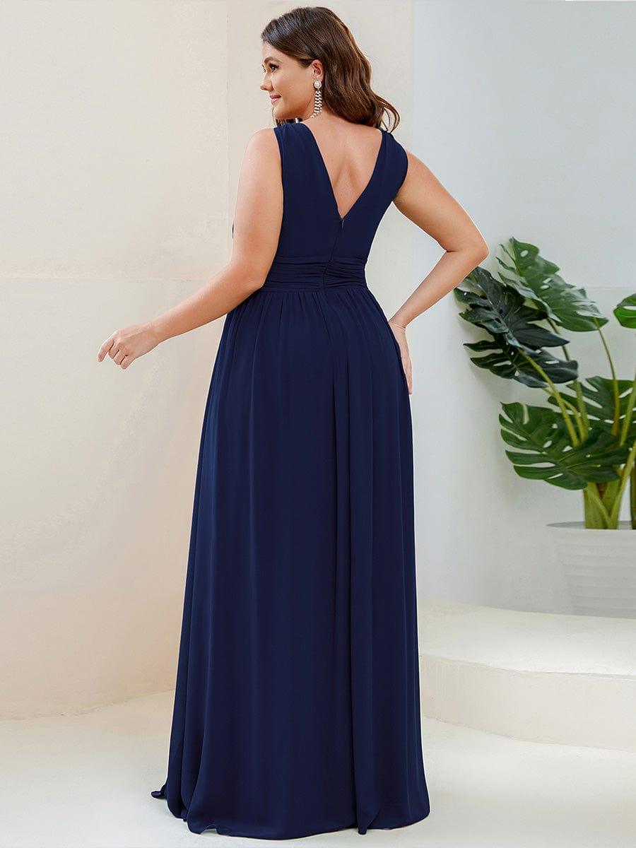 Chiffon Empire Waist Sleeveless Pleated Bridesmaid Dress - Navy Blue Chiffon Empire Waist Sleeveless Pleated Bridesmaid Dress - Navy Blue