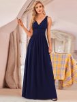 Chiffon Empire Waist Sleeveless Pleated Bridesmaid Dress – Navy Blue
