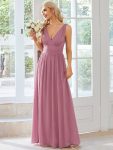 Chiffon Empire Waist Sleeveless Pleated Bridesmaid Dress - Purple Orchid