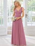 Chiffon Empire Waist Sleeveless Pleated Bridesmaid Dress – Purple Orchid