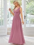 Chiffon Empire Waist Sleeveless Pleated Bridesmaid Dress – Purple Orchid