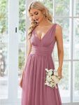 Chiffon Empire Waist Sleeveless Pleated Bridesmaid Dress – Purple Orchid