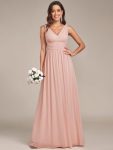 Chiffon Empire Waist Sleeveless Pleated Bridesmaid Dress - Pink