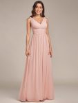 Chiffon Empire Waist Sleeveless Pleated Bridesmaid Dress – Pink