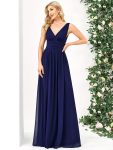 Chiffon Empire Waist Sleeveless Pleated Bridesmaid Dress - Royal Blue