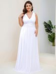 Chiffon Empire Waist Sleeveless Pleated Bridesmaid Dress – White