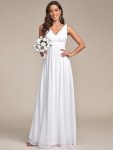 Chiffon Empire Waist Sleeveless Pleated Bridesmaid Dress – White